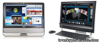 Asus EeeTop ET 2203 (left); HP TouchSmart 600 Quad